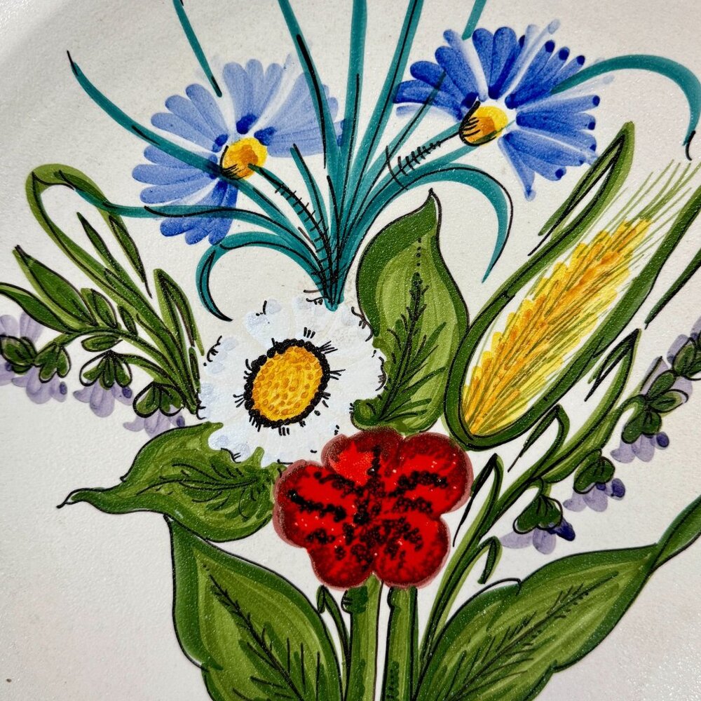Vintage Hand-Painted Ceramic Plate, La Torre Montecatini Alto, Italian, 13.5" - Picture 7 of 11